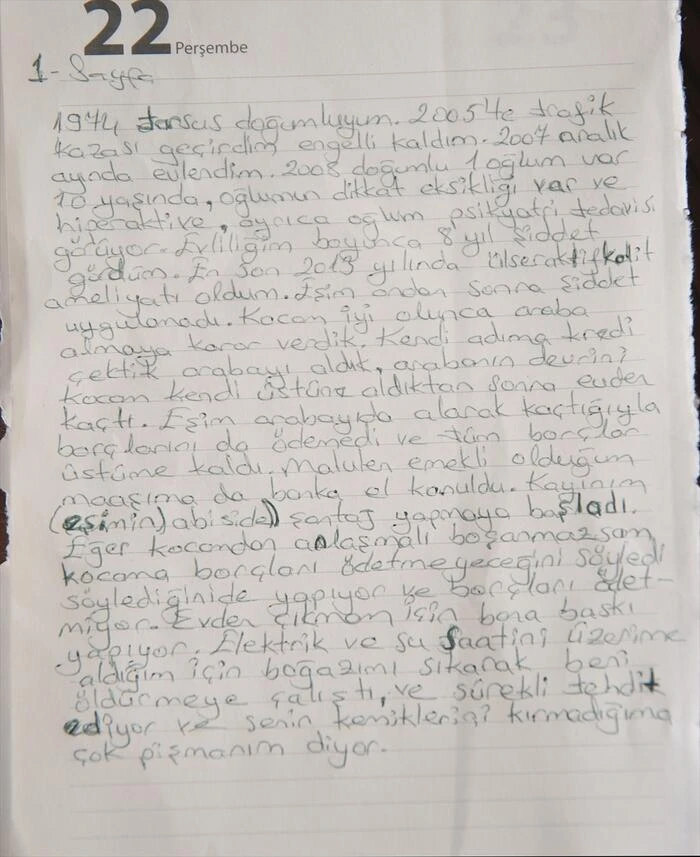 Çektiği acıları ölmeden mektuba yazmış